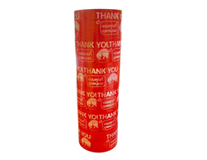 เทปกาว สีแดง (เด็ก) 45 หลา (Thank you)** แพค 6 ม้วน